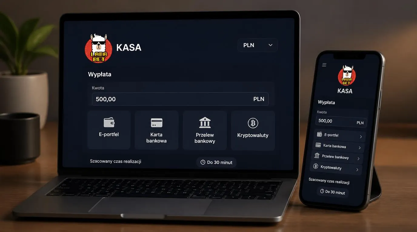 Panel kasy z wyborem portfela, karty, przelewu i kryptowaluty oraz waluty PLN